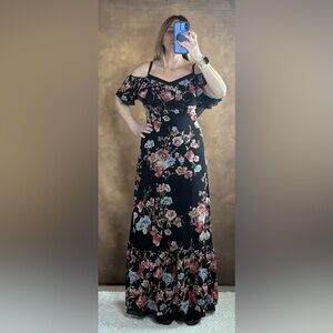 White House Black Market Black Floral Maxi Dress